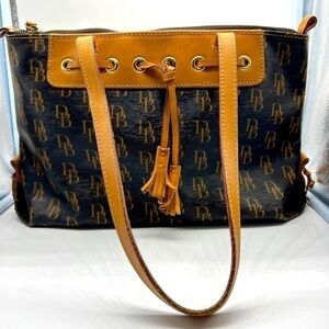 DOONEY & BOURKE signature D&B logo black and tan leather bag